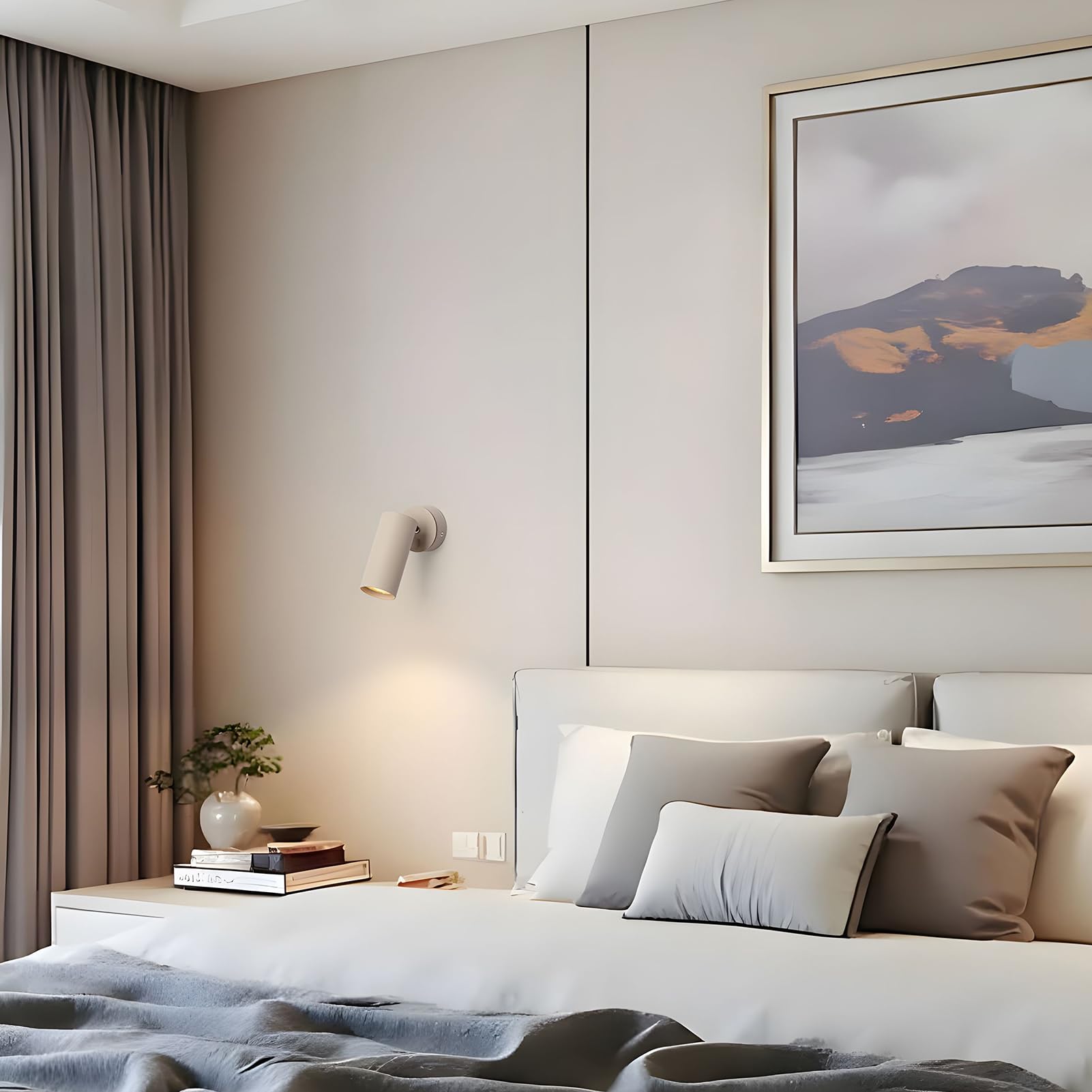 DAWALIGHT Plafoniera LED Faretti GU10 5W 3000K Bianco caldo Faretto Orientabile da Parete Luci da Soffitto per Interni Cameretta Soggiorno Camera da Letto, Grigio sabbioso, Alluminio