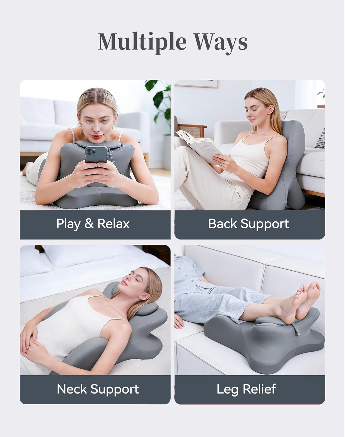 Memory Foam Wedge Pillow for Couples Intimacy, 27 Degree Ergonomic Sex Position Pillow Cushion Sweet Spot Pillow for Bed, Back Support, Ideal for Waist, Neck, and Multi-Position Comfort - Gray