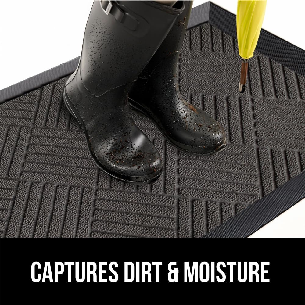 Gorilla Grip Kneeling Pad and Doormat, Cushioning for Knee in 17.5x11 Inch Lightweight in Gray, Guard Doormat Pack of 2 in 29x17 Inch Shoe Scraper in Gray, 2 Item Bundle