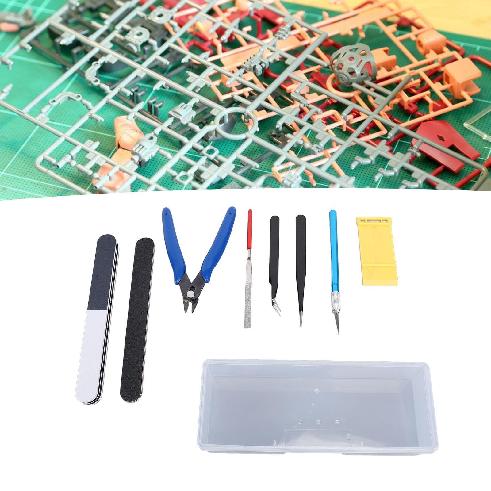 Model Tools Craft Set, Multifunctional Lightweight Portable Modeler Basic Tools Craft Set Practical Model Tools Craft Set with Transparent Storage Box for Handcraft