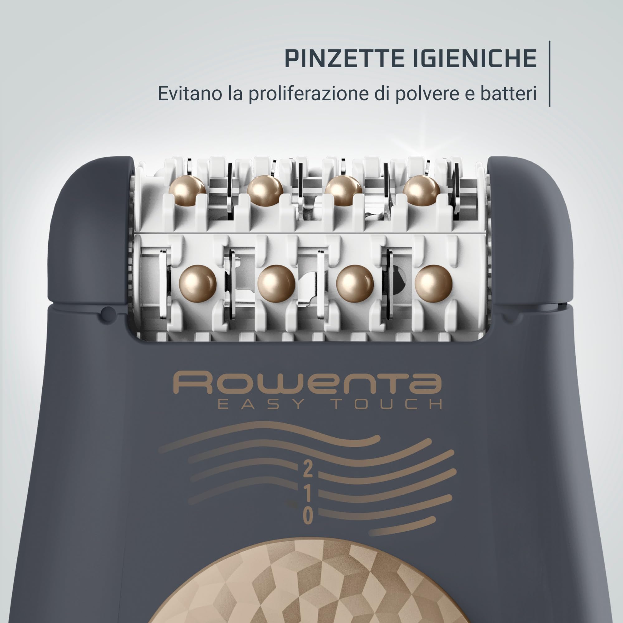Rowenta Easy Touch, Epilatore ad Alta Precisione con 24 Pinzette, in Acciaio Inox, 2 Velocità, Massaggiante ed Ergonomico, EP1119F0