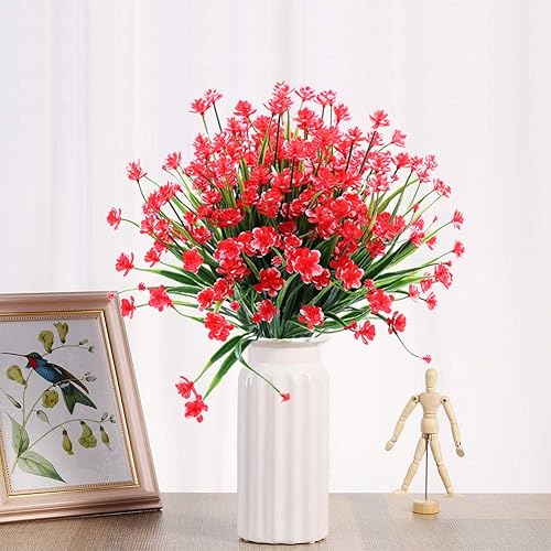 Miniatura 6 de TEMCHY 20 paquetes de flores artificiales para exteriores, no se decoloran, resistentes a los rayos UV, plantas de plástico sintético para colgar