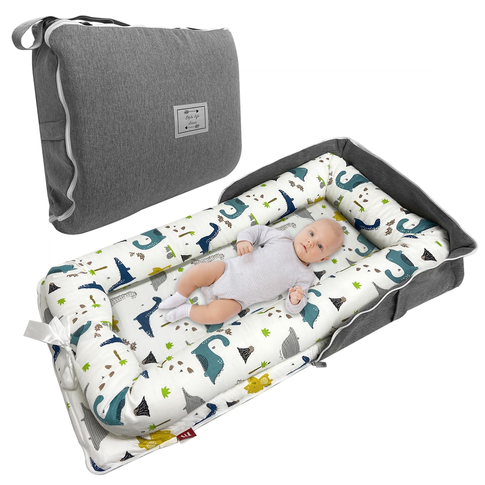 Baby Lounger, Foldable Portable Infant Lounger, Baby Nest Cover, Suitable for 0-24 Months Newborn Baby Lounger,Home Travel Dual-Purpose Baby Nest（Blue