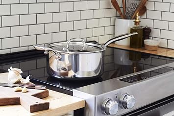 Heritage Steel 4 Quart Saucepan - Titanium Strengthened 316Ti Stainless Steel with 5-Ply Construction - Induction-Ready y Clad, Made in USA
