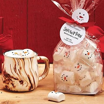 Two's Company Snowman Marshmallow Candy in Gift Bag, White