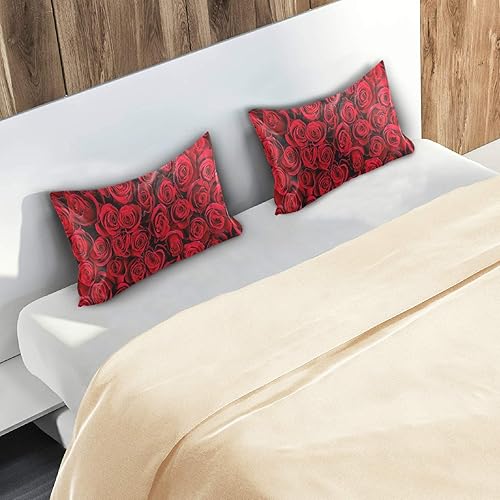 Miniatura 7 de Funda de almohada de satén de rosa roja natural para cabello y piel, fundas de almohada de satén con cierre de sobre, tamaño estándar (20 x 26