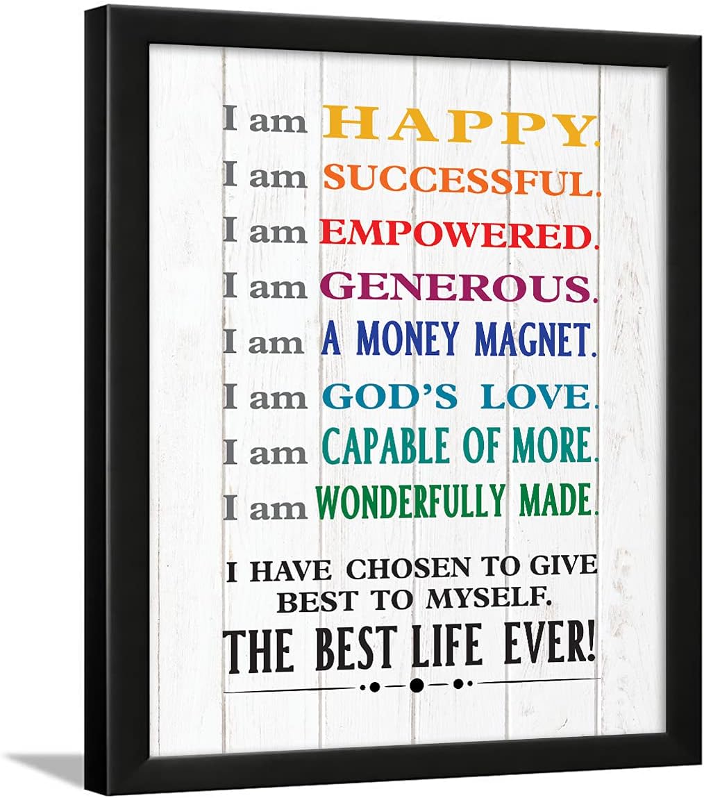 Chaka Chaundh Engineered Wood - Affirmations Posters Positive Affirmations Frames - I Am Affirmation Posters (13.6 X 10.6 Inches)(White)