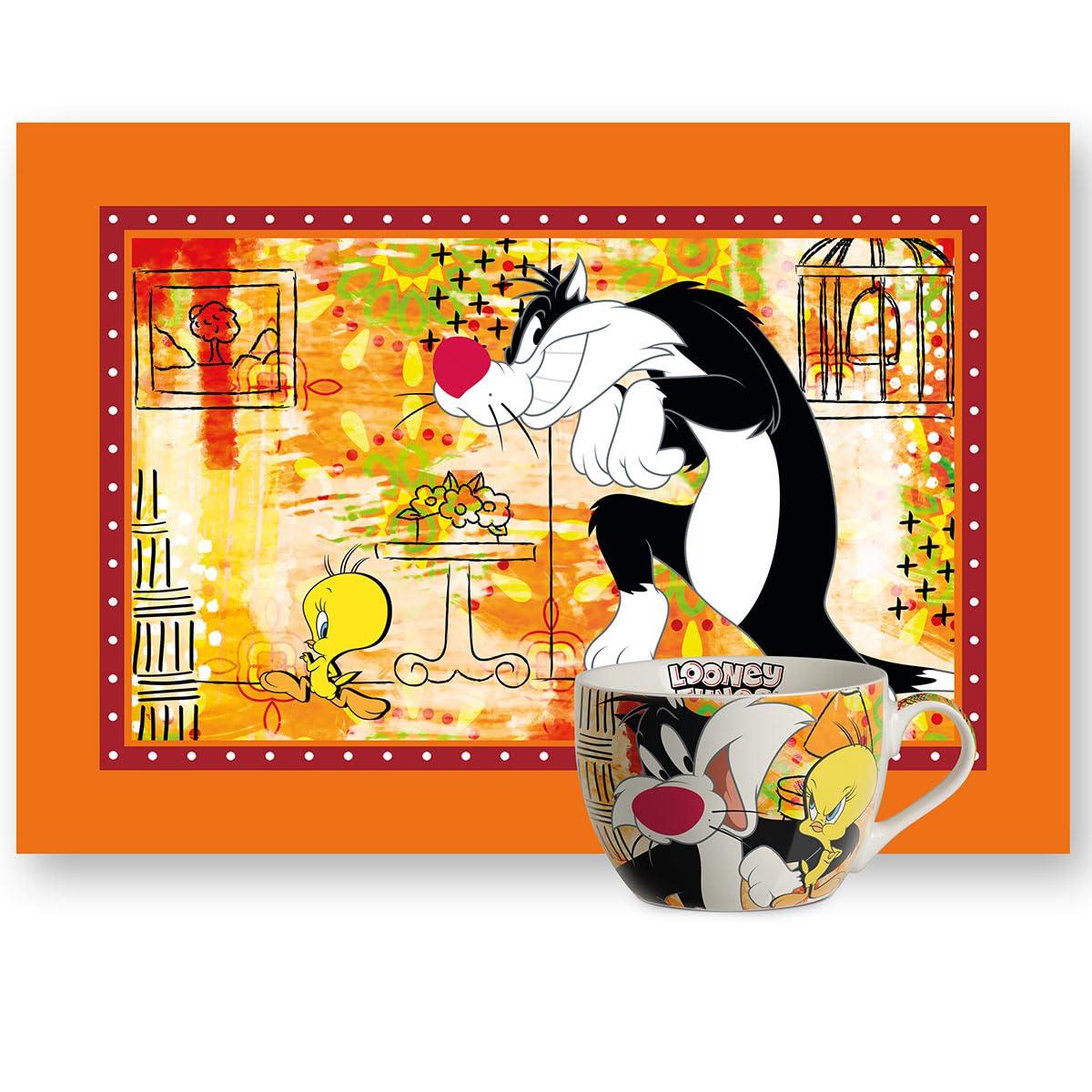 Egan Looney Tunes 2 Piece Children's Dinner Set with Looney Tunes Characters (SYLVESTER & TWEETY)