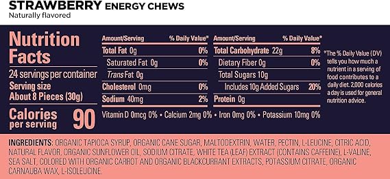 GU Energy Chews Double Serving Packs. Energy Gummies with Electrolytes for Running, Cycling, Triathlon & Other Sports - Pack of 2 (Strawberry)