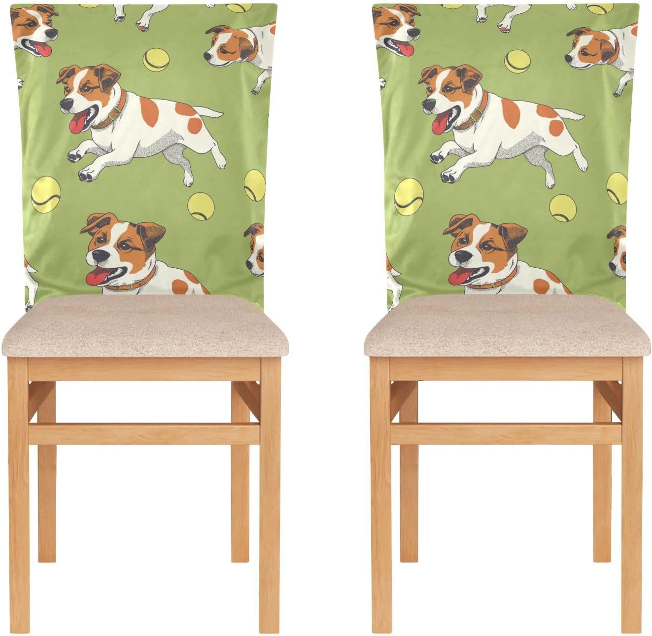 ALAZA Angry Dogs Balls Chair Back Cover Set of 6, Washable Reusable Removable Chair Slipcovers Decorative Chair Cover for Home Kitchen Wedding Party