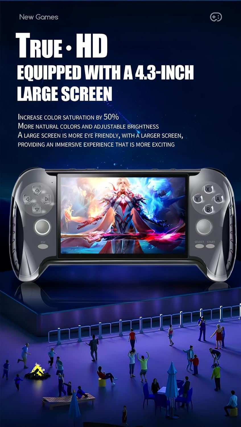 4.3" Portable Video Game Console Creative Controller Design Multiple Emulators MP4/MP3/E-Book TV Output Casual Puzzle Handheld Retro Video Games Birthday (Gray) image 2