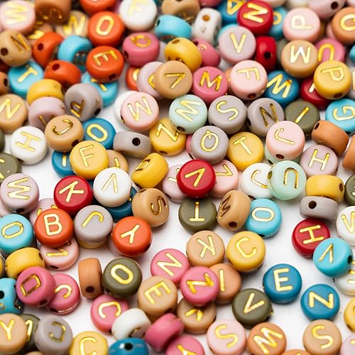 Vista 11 de 1400 cuentas acrílicas de letras de 0.157 x 0.27 pulgadas para hacer joyas, cuentas del alfabeto para hacer pulseras, cuentas redondas de la A a
