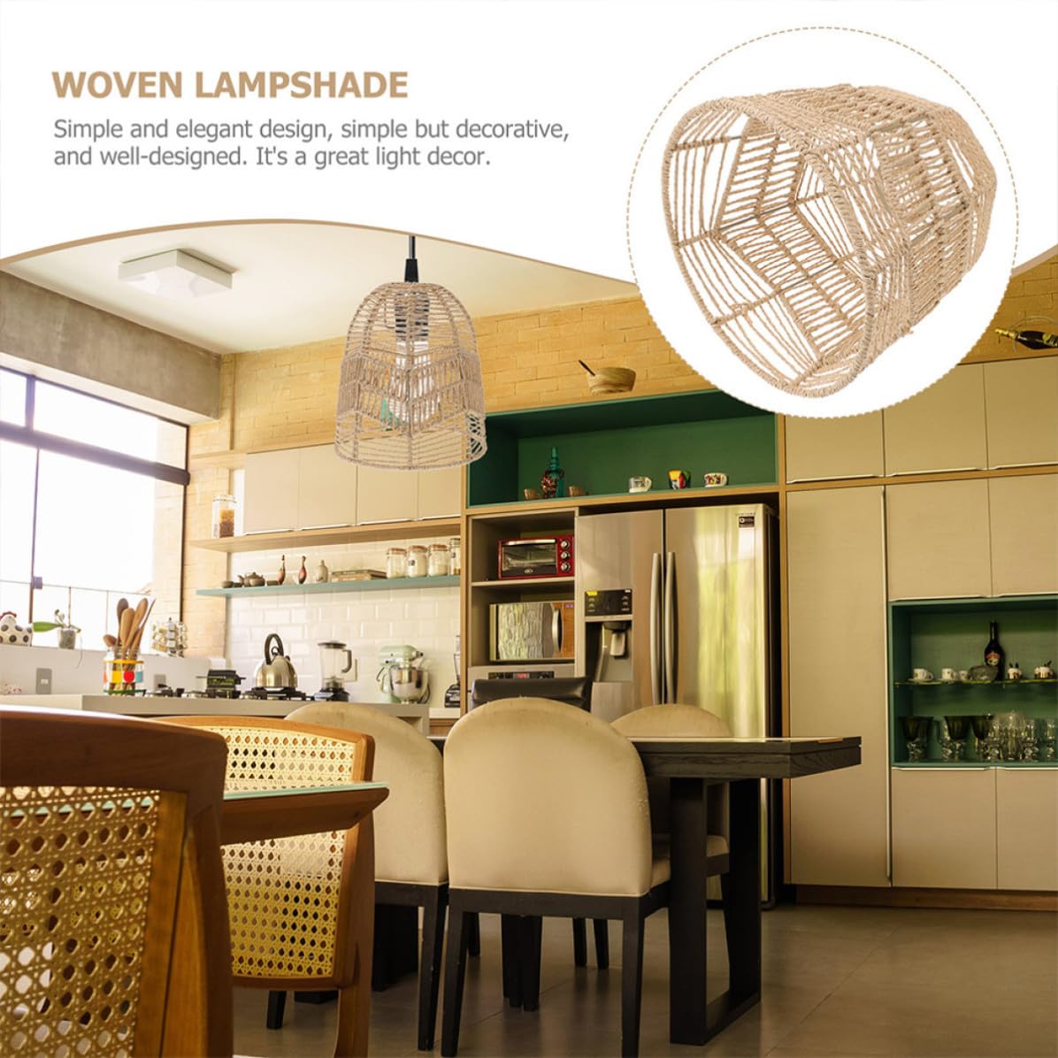 Paralume in Corda di Carta per Lampadario da Soffitto 2 Pezzi | Stile Cinese Semplice, Diffusione Luminosa Decorativa, Pratico da Usare, Copertura Creativa per Interni