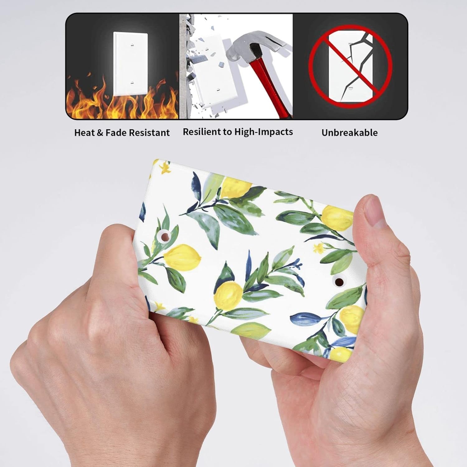 Yellow Lemon Blank Wall Plate 1 Gang Switch Plate Outlet Covers Decorative Single No Device Blank Light Switch Cover, 4.50 x 2.76 Inch