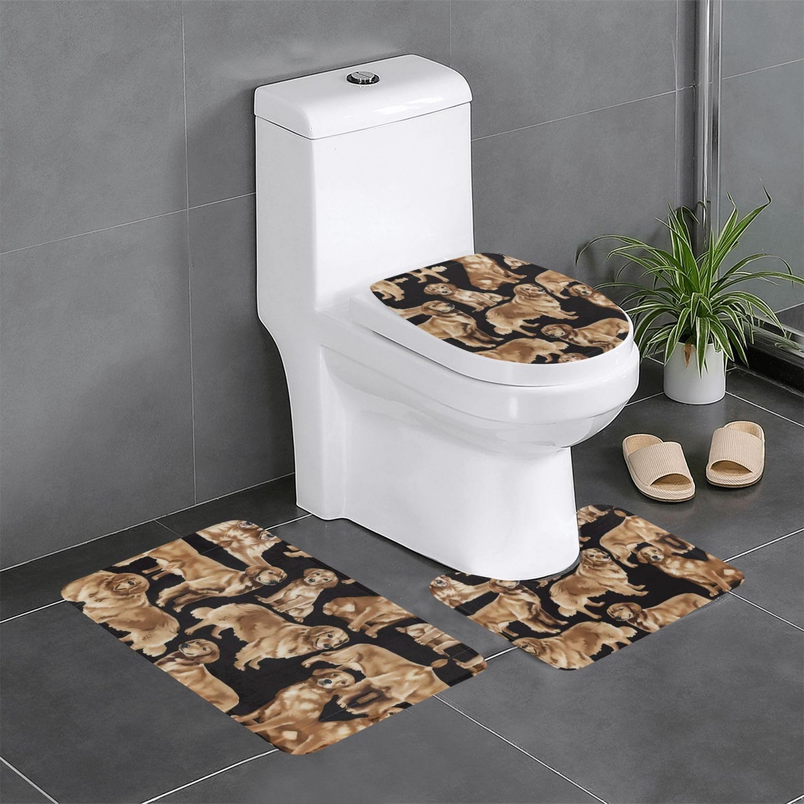 Tapis de salle de bain Golden Retriever absorbant et antidérapant