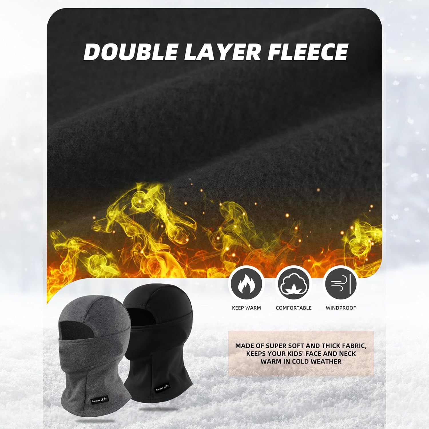 Kids Balaclava Ski Mask Windproof Fleece Face Mask for Cold Weather Neck Warmer Gaiter Full Face Mask for Boys Girls - Image 4