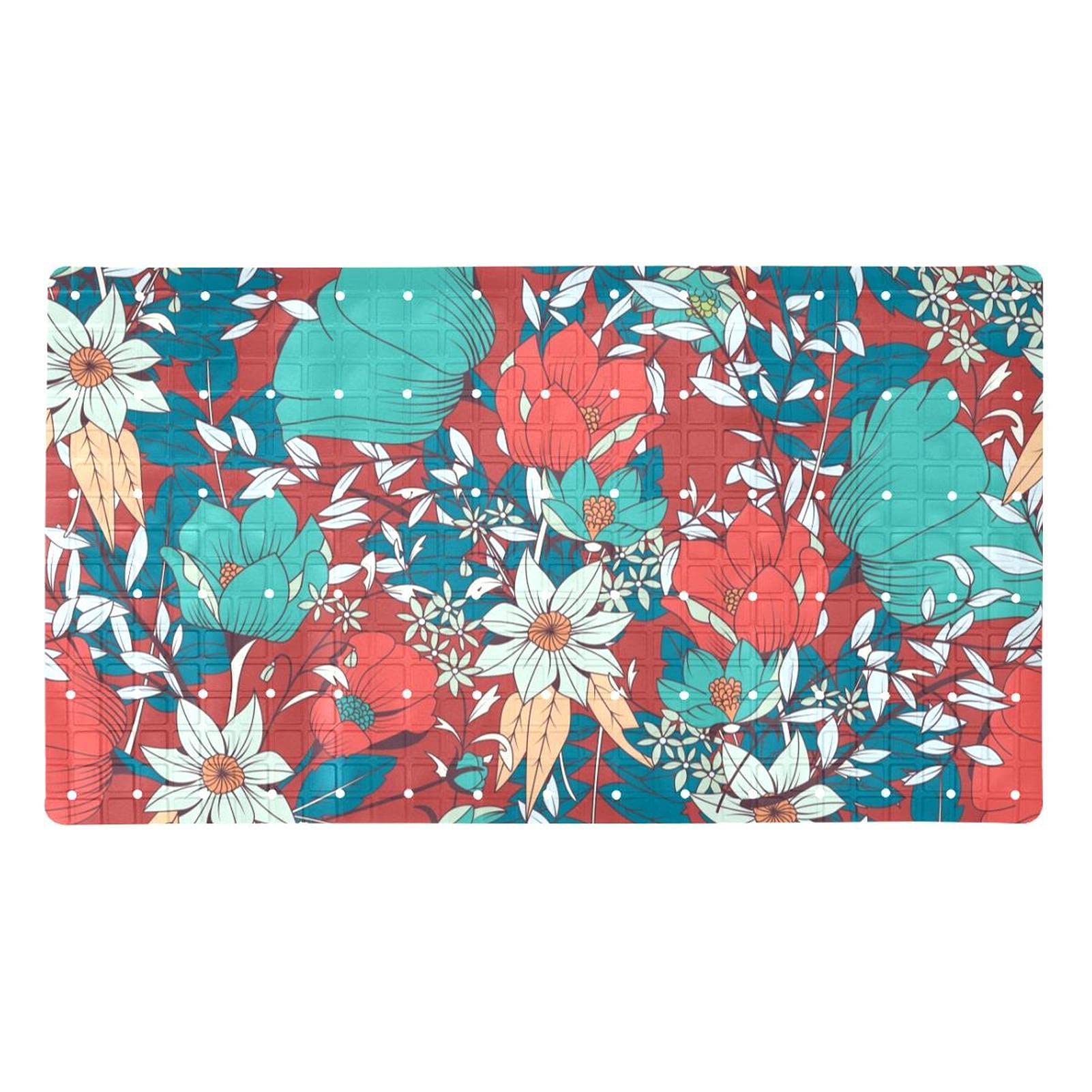 Alfombrilla antideslizante Bennigiry 40x70 cm con ventosas estilo floral japonés