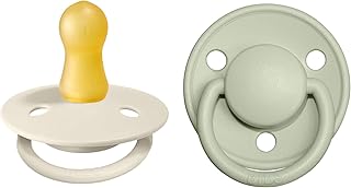 BIBS Pacifiers - De Lux Collection | BPA-Free Baby Pacifier | Made in Denmark | Set of 2 Ivory/Sage Color Premium Soothers | Size 0-6 Months