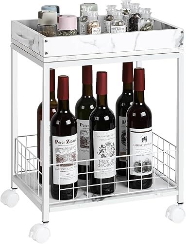 Miniatura 8 de Mesa auxiliar con ruedas, mesa auxiliar con bandeja extraíble para servir, mesa auxiliar industrial retro, estante de almacenamiento, para sofá,