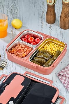 Cooker YK-1392 Paslanmaz Çelik 3 Haznesiz Yemek Termosu, Pembe