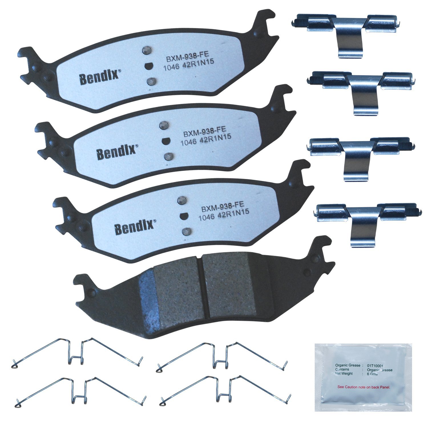 Bendix Fleet Metlok MKD1046FM Semi-Metallic Rear Brake Pads for Ford E-150 2007-2004, E-150 Club Wagon 2005-2004, E-150 Econoline 2007, Territory 2023