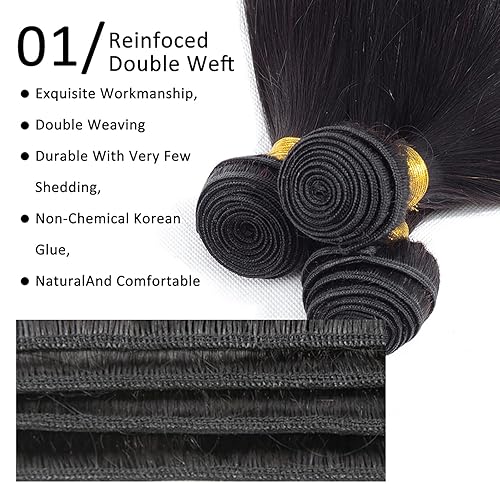 Miniatura 6 de Kapelli Hair 4 manojos de cabello humano lacio (18, 20, 22, 24 pulgadas), paquetes de cabello virgen brasileño 10A 100% sin procesar, extensiones de