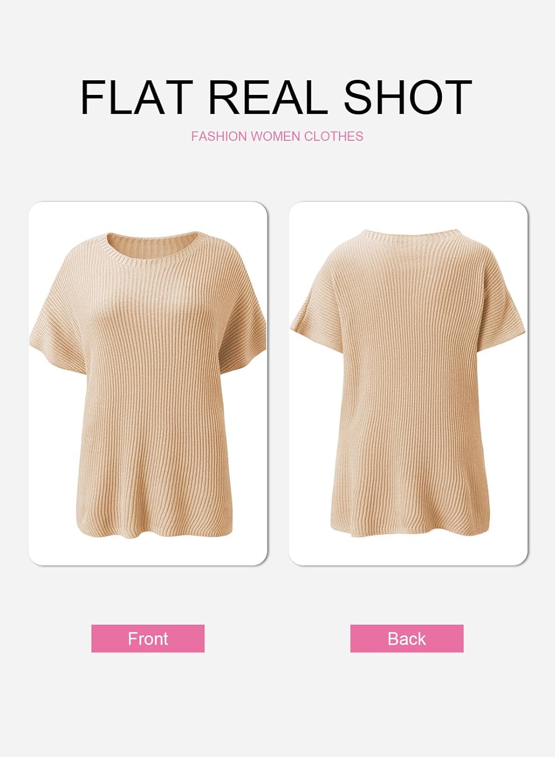 SHEWIN Womens Tops Crewneck Short Sleeve Sweater Causal Tunic Tops Lightweight Summer Sweaters for Women - Image 6