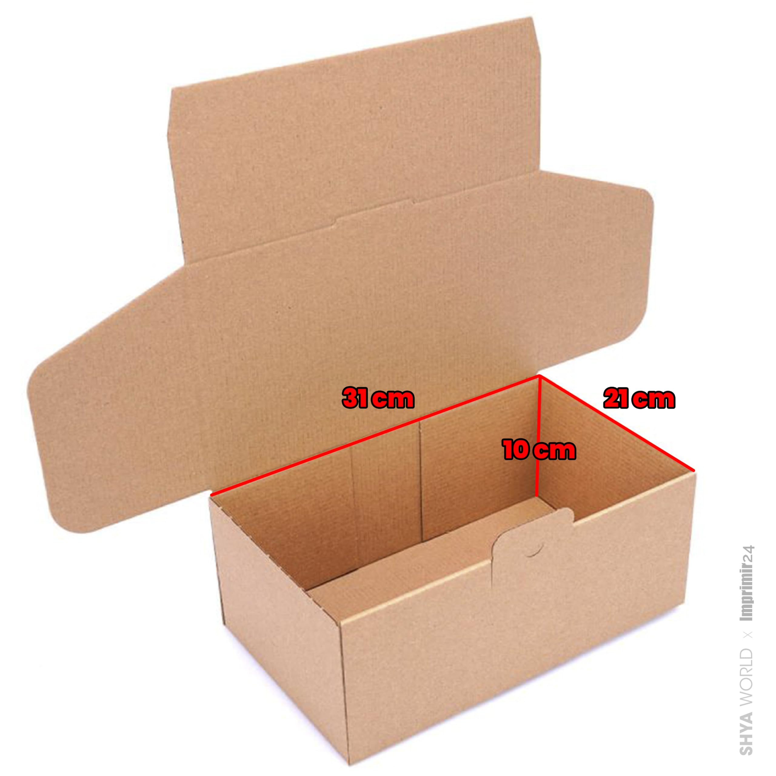 50 Uds Cajas de Cartón para Envíos Automontables Paquetes Kraft Ecommerce Postal Ropa Producto (31 x 21,5 x 10 cm)