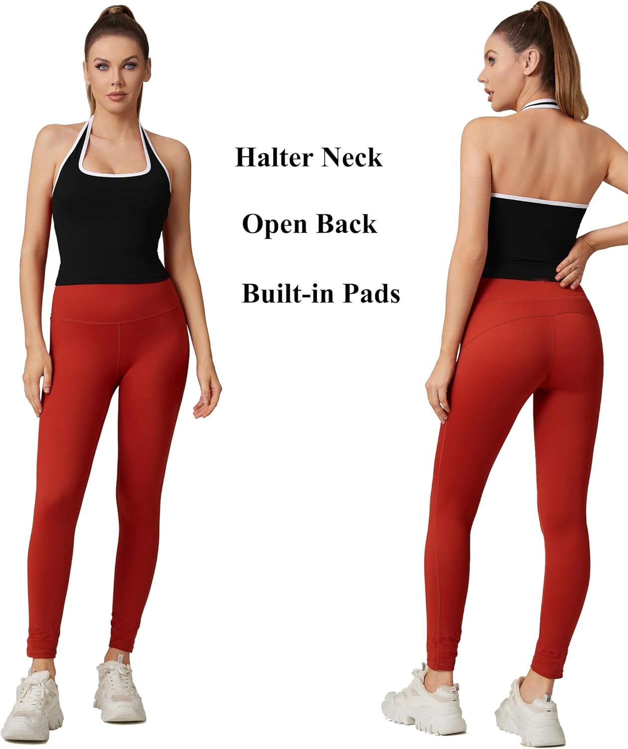 Womens Backless Halter Neck Sports Tank Top - Sleeveless Scoop Neck Basic Workout Cami Crop Tops - Image 5