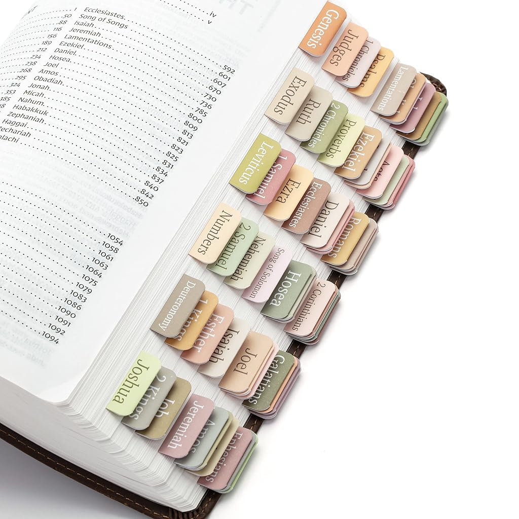 Climberty® Bible Tabs, 75 Tabs, Boho Theme, Laminated Bible Index for Women and Men, Bible Tabs for Chanting, Recitation, Studying, 3.5x3.5cm Per One-image-43