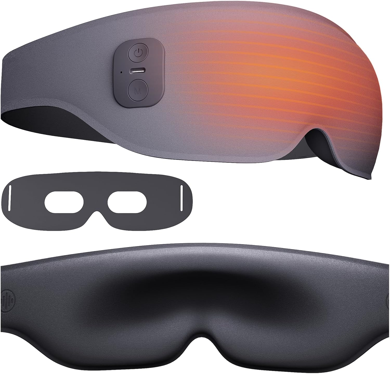 Heated Eye Mask, Cordless Electric Eye Mask Heated for Dry Eyes Relief, 3D Light Blocking, 3 Heat Levels, Warm Eye Compress & Eye Heating Pad, Sleeping Mask with Washable Cover