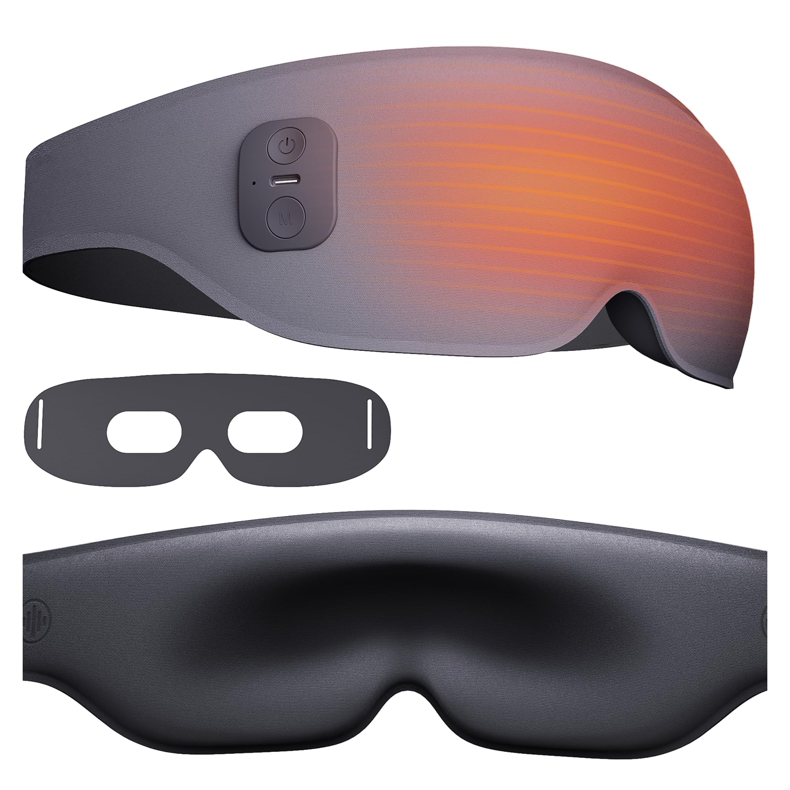 Maschera per gli occhi riscaldata, senza fili, elettrica, per alleviare gli occhi secchi, blocco della luce 3D, 3 livelli di calore, impacco caldo e cuscinetto riscaldante per gli occhi, maschera per