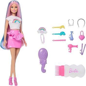 Barbie Rainbow Sparkle Hair Doll and Accessories