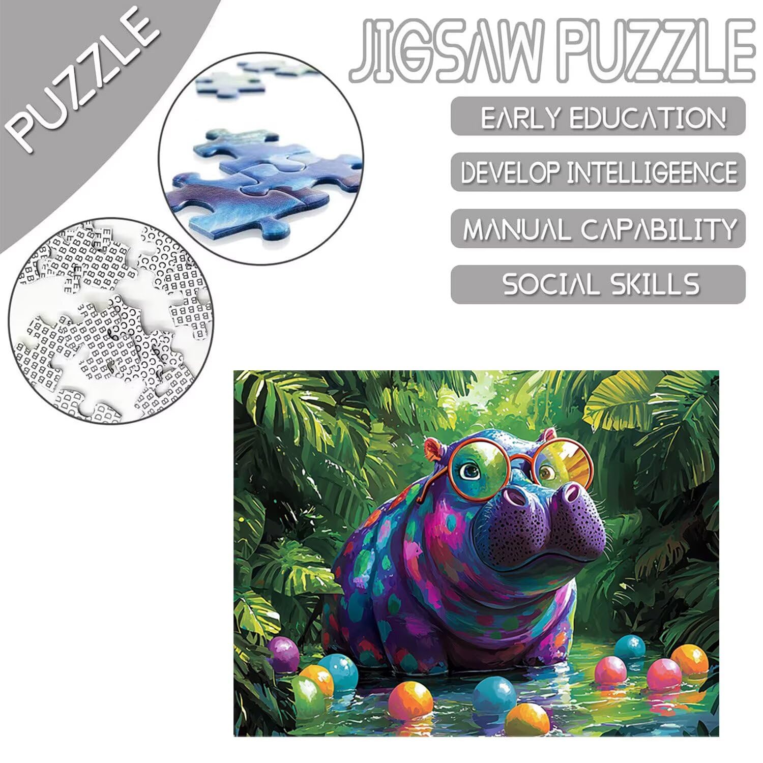 Puzzle 156 x 105 cm, 5000 sztuk puzzli dla dorosłych, prezent rocznicowy, prezent świąteczny, wystrój domu, zapobieganie degeneracji mózgu u osób starszych (koń dżungli) w-109
