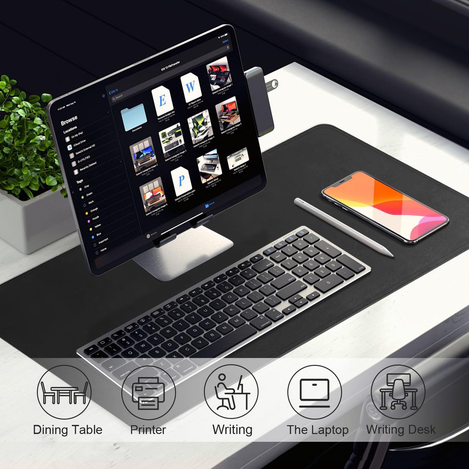 BLESWIN Tappetino in Pelle per Scrivania Impermeabile 100x43cm Nero