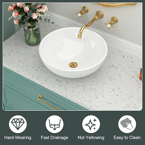 Miniatura 102 de Fregadero de baño de porcelana de cerámica rectangular de 24 x 14 pulgadas sobre mostrador, lavabo de arte blanco y negro Blanco