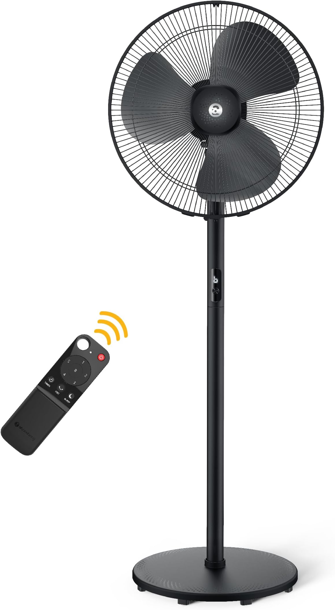 atomberg Renesa 400mm Pedestal Fan for Home | Silent BLDC Stand Fan | LED Display | 6 Speeds | Remote with Oscillation, Timer, Sleep Midnight Black