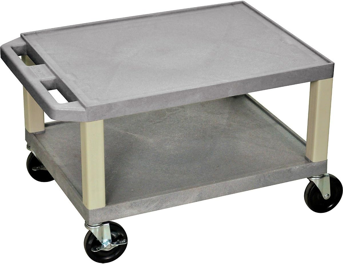 LUXOR WT16E-N 16"H AV Cart - 2 Shelf Electric - Nickel Leg