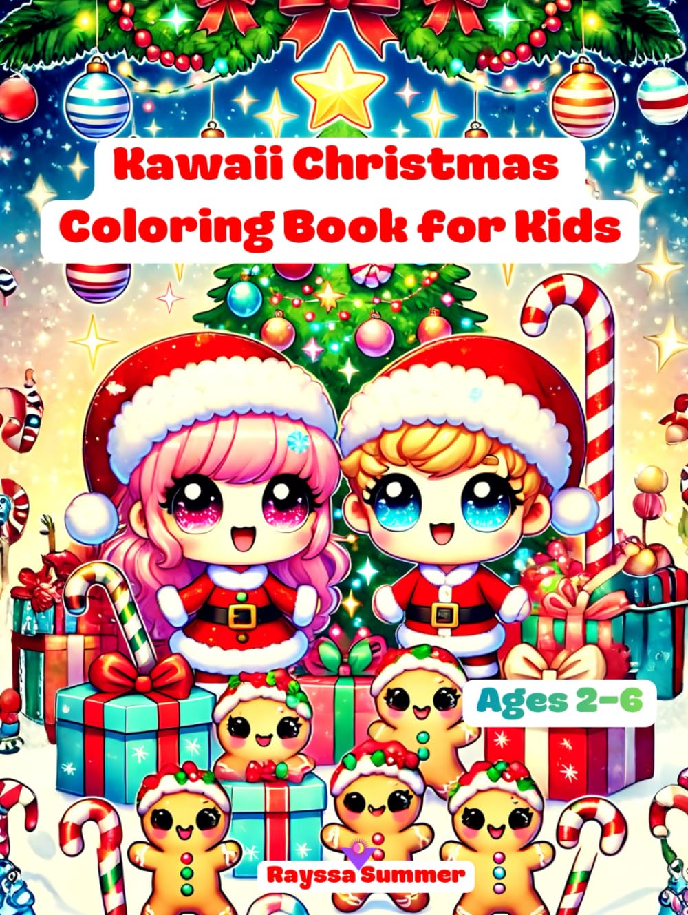 Kawaii Christmas Coloring Book for Kids Ages 2–6: Cute and Easy Holiday Coloring Fun with Santa, Reindeer, Snowmen & More!