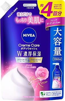 Nivea Cream Care, Body Wash, W Thick Moisturizing, French Garden Rose Scent, Refill, 45.6 fl oz 1360 ml, Body Soap, Moisturizing, Skin Care