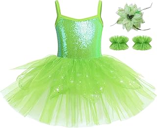 Maillot Ballet Niña Sin Mangas Estrella Lentejuelas Princesa Pareo de Pétalos Vestido de Ballet Gimnasia Leotardo Mallot Patinaje Competicion Niña