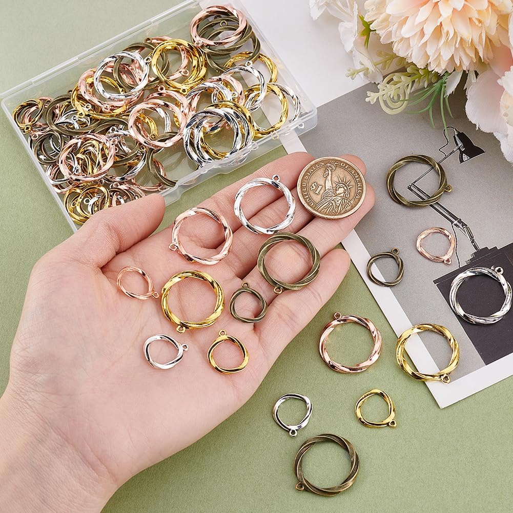 PH PandaHall 80pcs Round Open Back Bezel Hollow Frame Pendants, 4 Colors Open Bezels for Resin Round Open Bezel Connector Charms for Necklaces Bracelet Earrings Jewelry Making, 15mm/24mm - Image 3