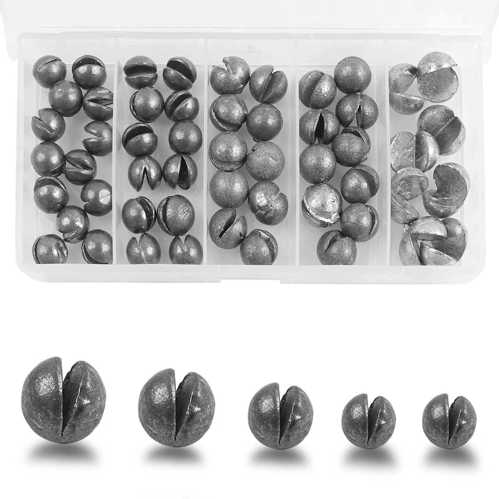 Fishing Weights Split Shot Fishing Weights Round Removable Split Shot Sinkers Clip On Egg Weight Fishing Line Weight Fly Fishing Freshwater Fishing Weights Sinkers Assortment 60pcs