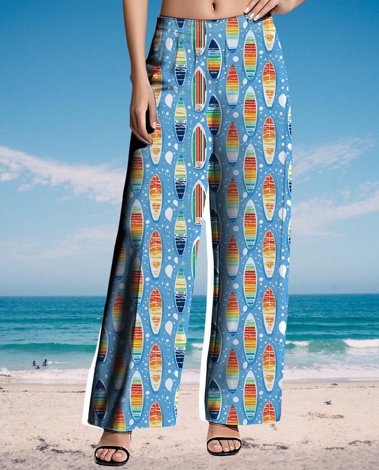 Womens Wide Leg Pants Pattern Print Lounge Trousers Casual Loose High Waisted Comfy Classic Pant for 2025 Summer