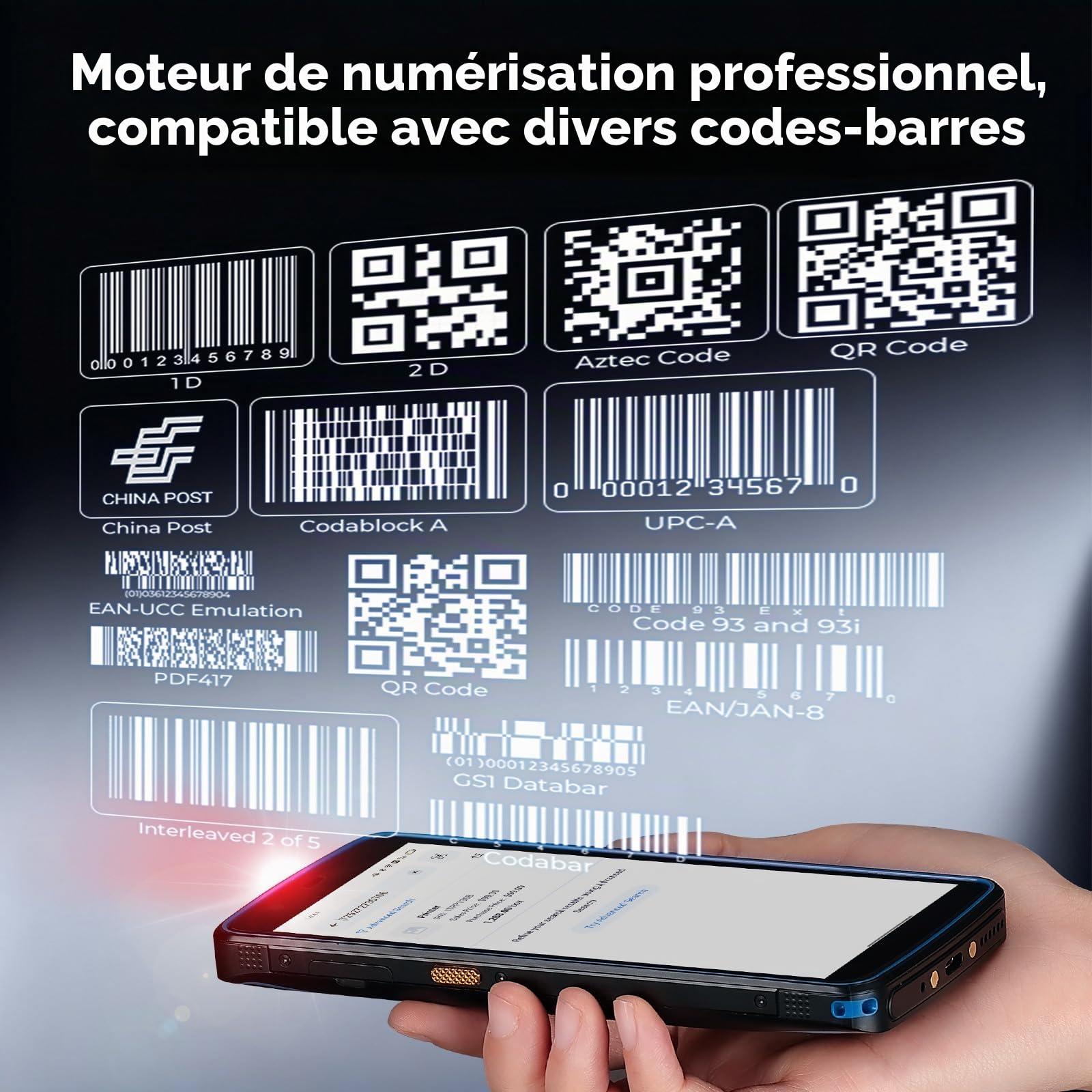 [Android 14] MUNBYN Scanner PDA, 5.7" écran Tactile, Lecteur de Code-Barres 1D/2D QR,Terminal de paiement Portable,4+64G,IP67, Wi-FI 4G BT,pour Entrepôt,Logistique,Retail,Gestion de Stock Odoo Zoho