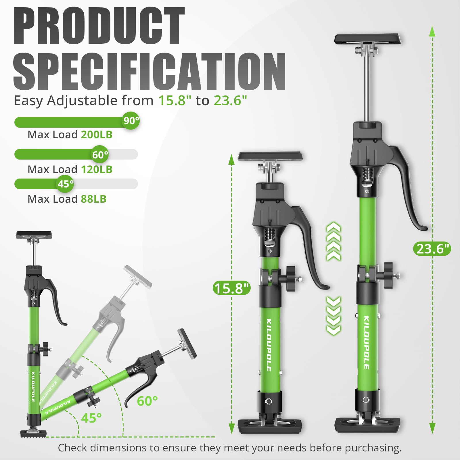 KILOUPOLE Herramienta de soporte ajustable, 15.8-23.6 pulgadas, 2 unidades