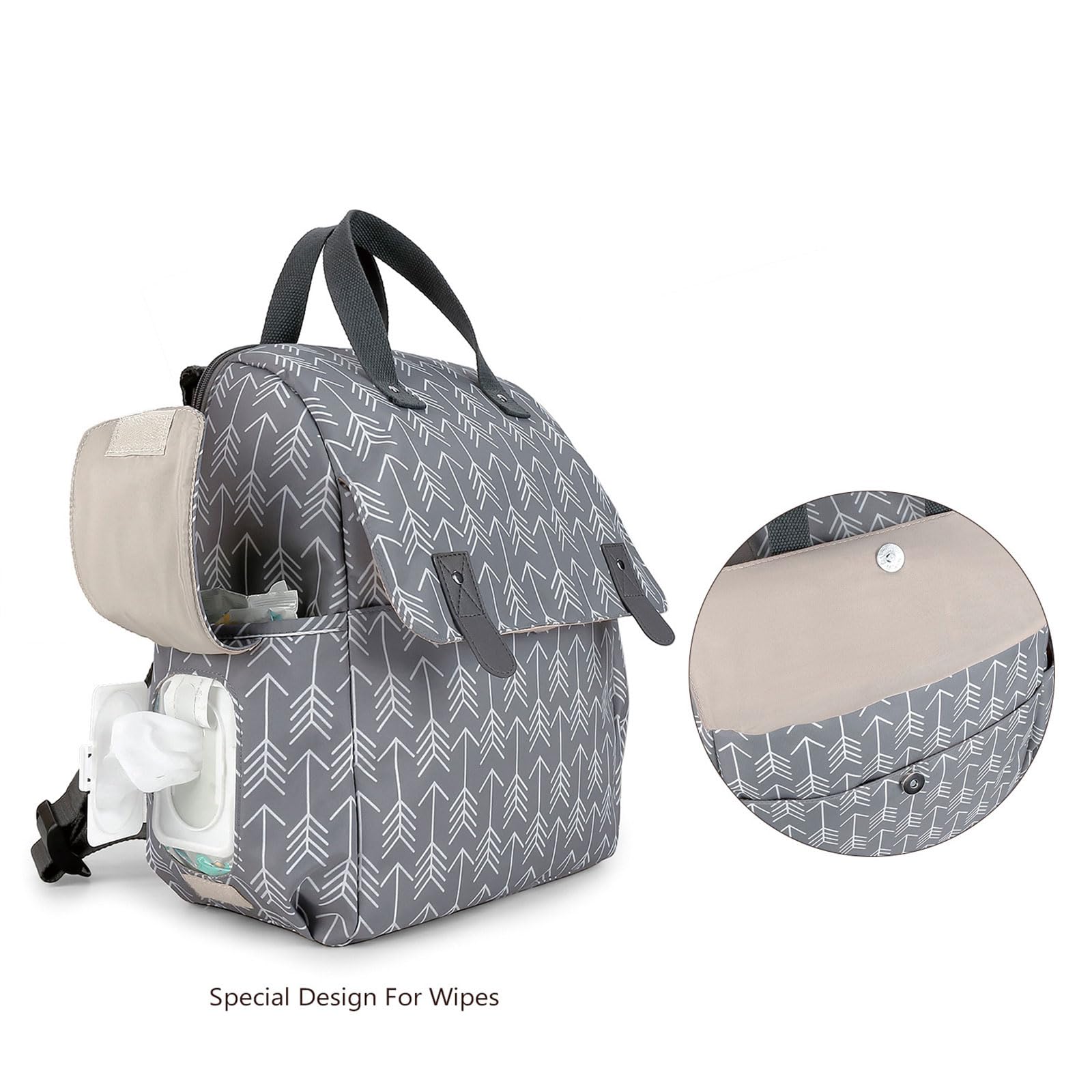 Rucksack mit tragbarer Wickelunterlage, multifunktionale Windelunterlage, Kinderwagen Rucksack für Mütter und Neugeborene, Babywindel Wickeltasche