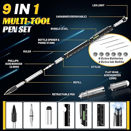 Miniatura 3 de Bolígrafos 9 en 1, regalo para hombres y mujeres, bolígrafo multiherramienta EDC, dispositivo único como Navidad, día de San Valentín, Día del