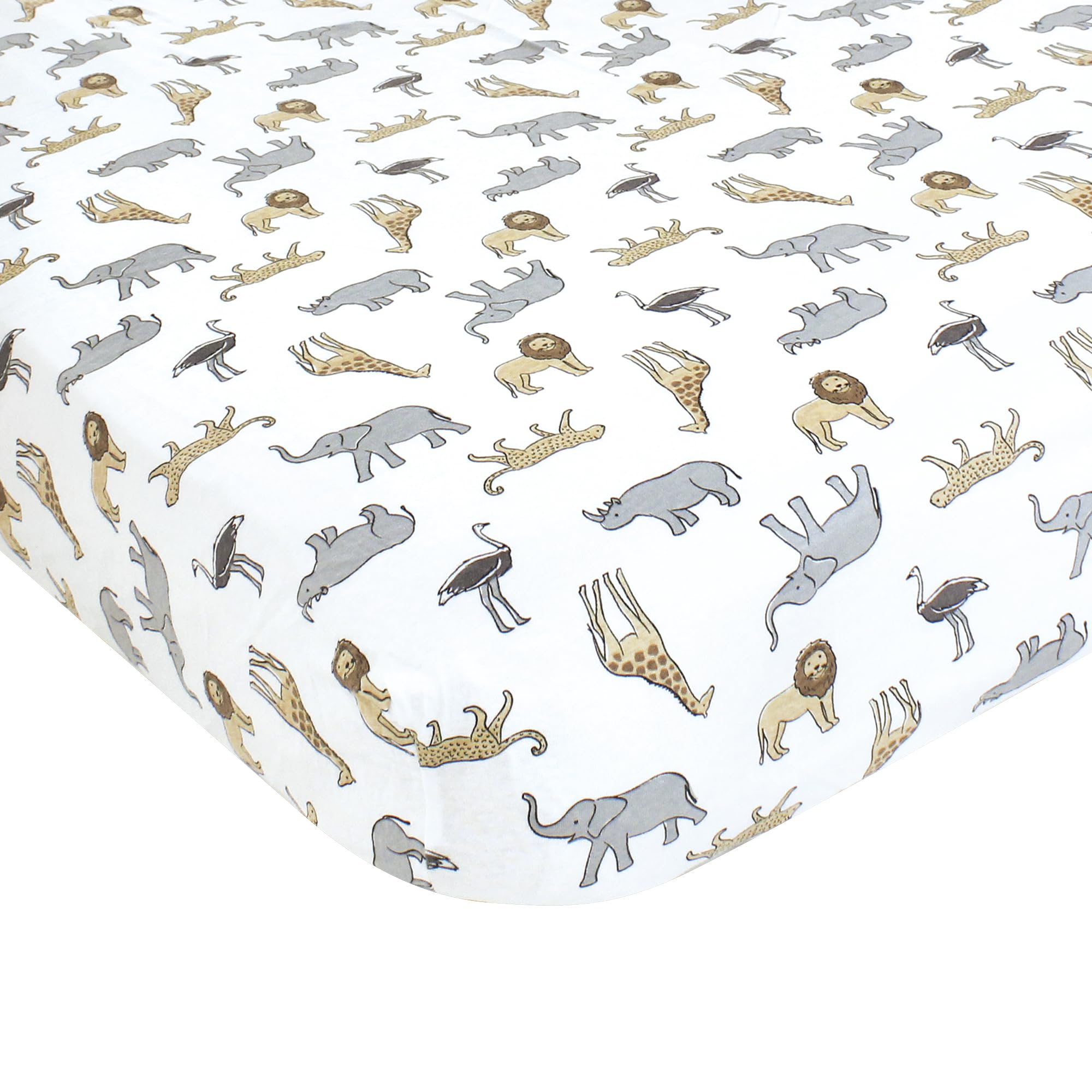 Drap-housse berceau coton Hudson Baby anti-glisse au motif safari moderne et sain