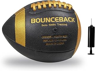 BOUNCEBACK Soft Leather Training Football, Youth Size & Official Size, Fatherless PU PassCatch Solo Enhancing Passing Catching(with Pump)
